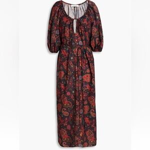 Fil De Vie Aurora gathered paisley-print poplin midi dress - Size L